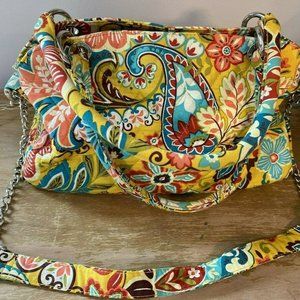 Vera Bradley Yellow Floral Chain Provencal Quilted Handbag or shoulder bag